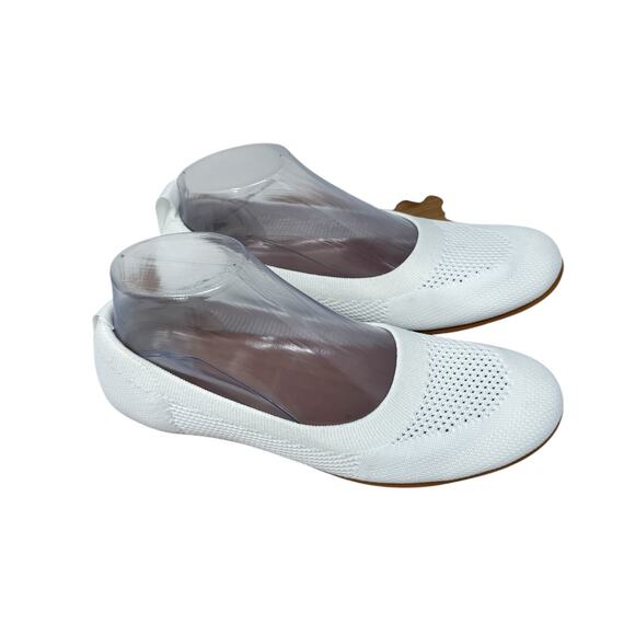 FitFlop Allegro White Knit Ballet Flats Comfort Work Office Travel Womens 8.5 - Picture 1 of 8